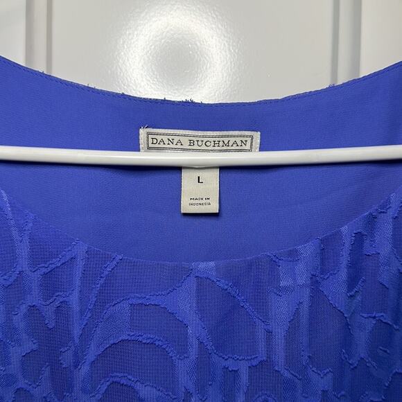 Dana Buchman Women’s Floral Asymmetrical Blue Tank‎ Top Large - Picture 4 of 6